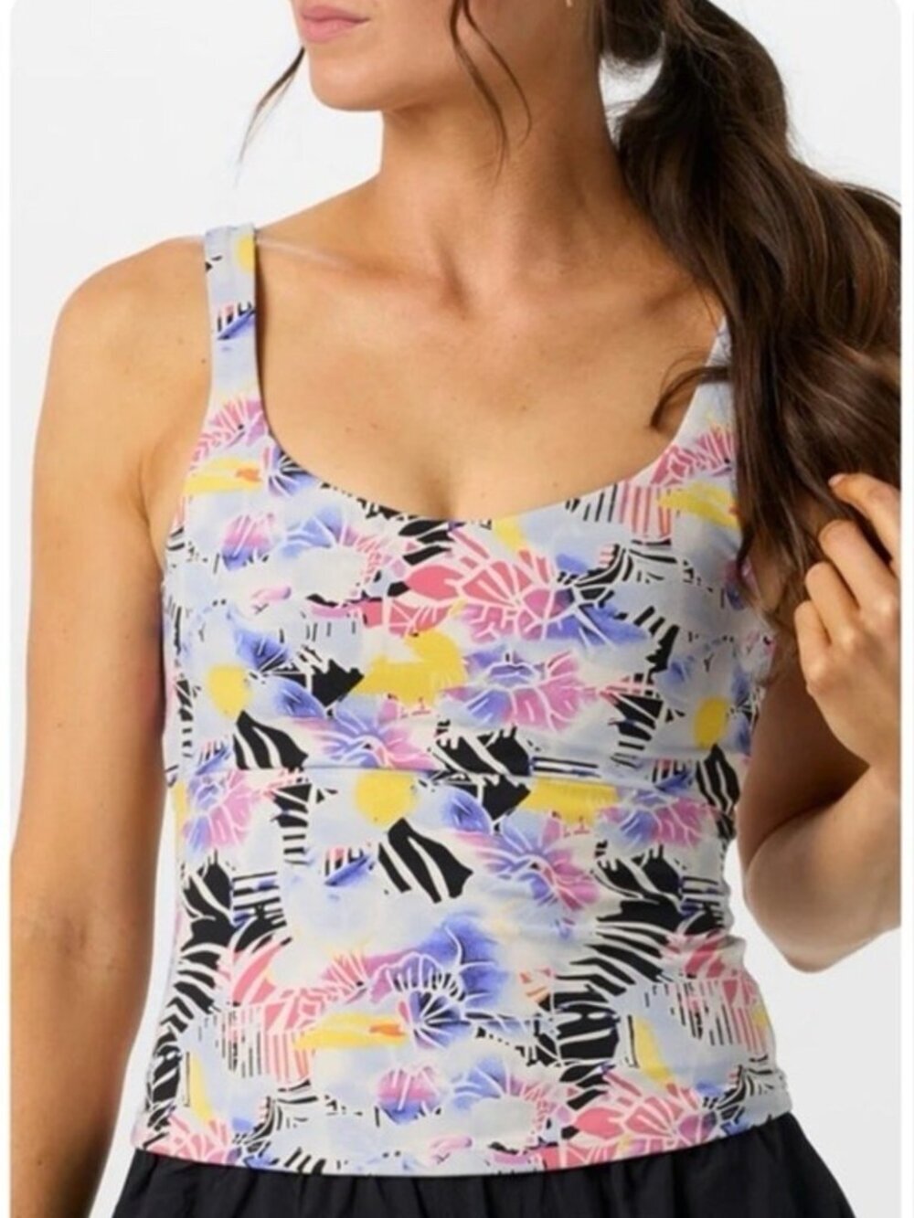 NWT FREE PEOPLE FP MOVEMENT Mystic Floral Pink Combo Never Better Long Tank Med